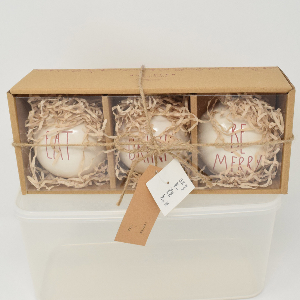 Rae Dunn Ornament Eat Drink Be Merry Christmas Tre New Gift Set Holidays Festive